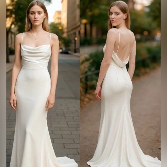 Lulus Dresses & Skirts - Lulus Women’s Satin Backless Gown in Bridal White Sz S